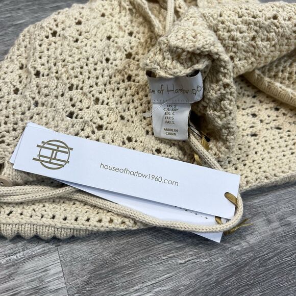 House of Harlow 1960 revolve Crochet Halter Beige Knit top only Boho NWT Small - Picture 5 of 7